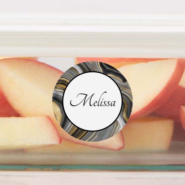 Étiquettes Géode moderne Gold & Grey Agate (Apposé)