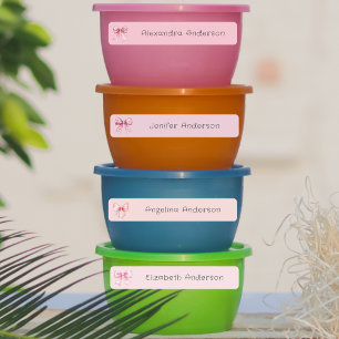 Étiquettes Girl Pink Bow étanche Nom