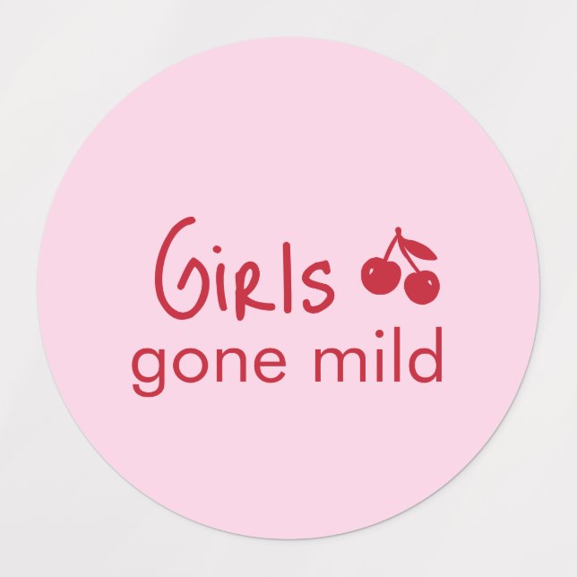Étiquettes Girls Gone Mild Pink and Cherry Red Bachelorette   (Design 1)