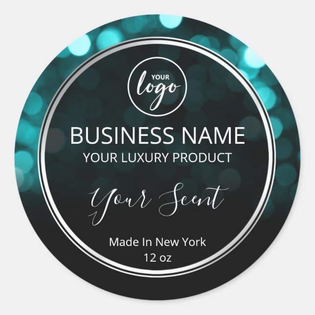 Étiquettes Glam Turquoise Et Beurre Corps Argent (Devant)