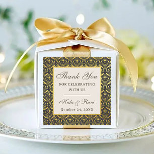 Étiquettes Gold Art Déco Floral Return Cadeau Favoriser
