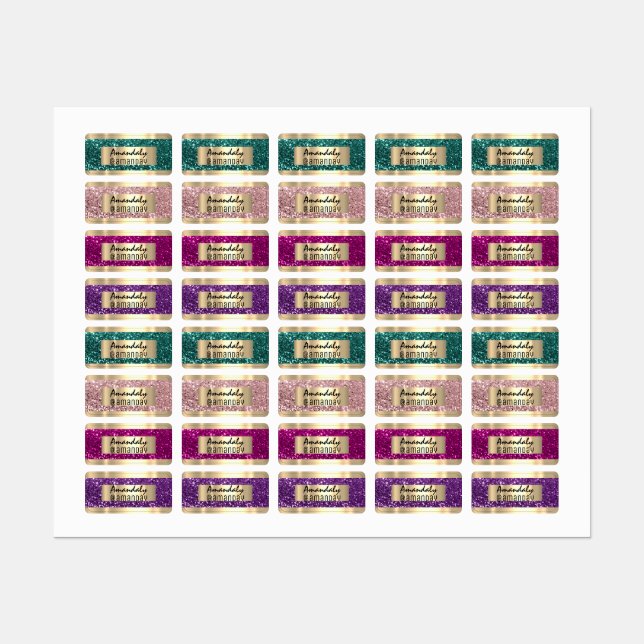 Étiquettes Gold Parties scintillant Nom Promotionnels Boutiqu (Feuille)