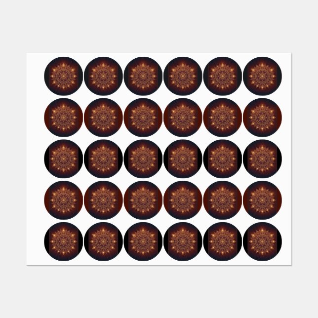 Étiquettes Golden Diwali Mandala - Lumière dans et autour (Feuille)