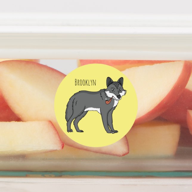 Étiquettes Gray wolf with pipe cartoon (Apposé)