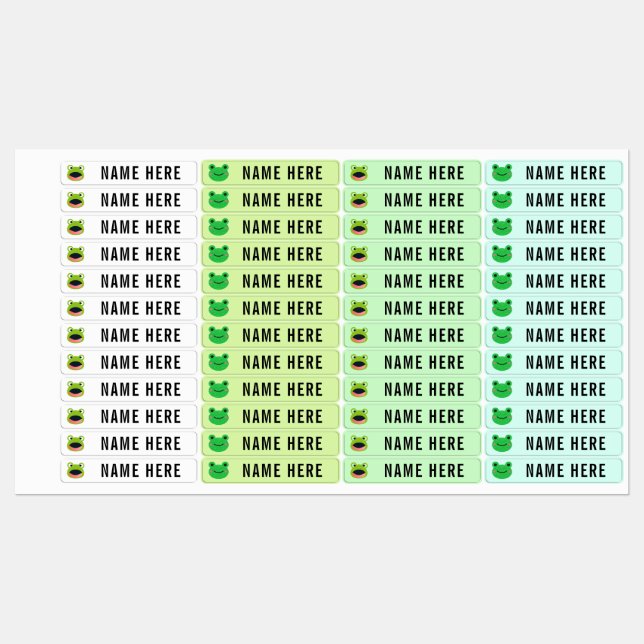 Étiquettes Grenouille retour à l'école nom étanche autocollan (Feuille)