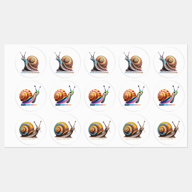Étiquettes Groupe Motovational de 3 Autocollants de Escargots (Feuille)