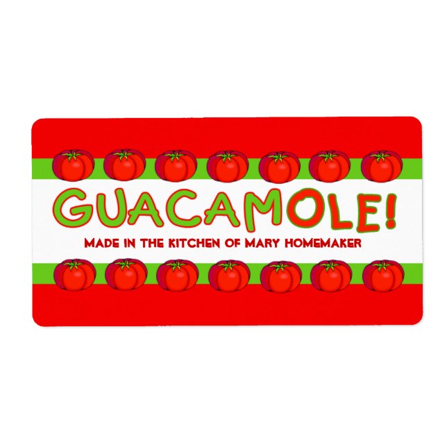 ÉTIQUETTES GUACAMOLE pour Customiser (Devant)