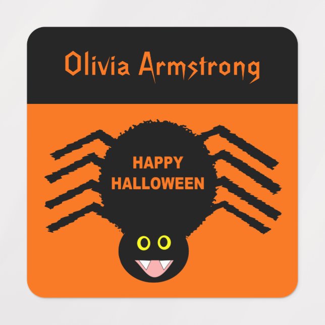Étiquettes Halloween Black Spider Custom Kids (Design 1)