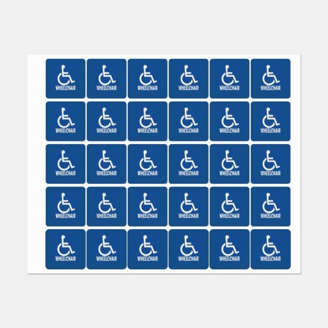 Étiquettes Handicapped Wheelchair (Feuille)