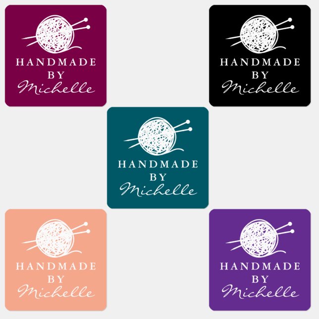 Étiquettes Handmade wool knitting symbol custom DIY clothing (Groupe)