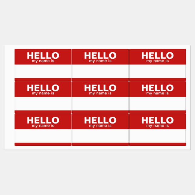 Étiquettes Hello my name is - red black blue - Employee (Feuille)