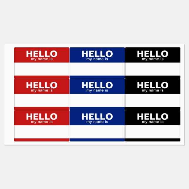 Étiquettes Hello my name is - red black blue - Employee (Feuille)