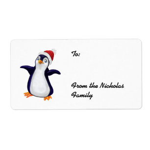 Étiquettes heureux de cadeau de Noël de pingouin