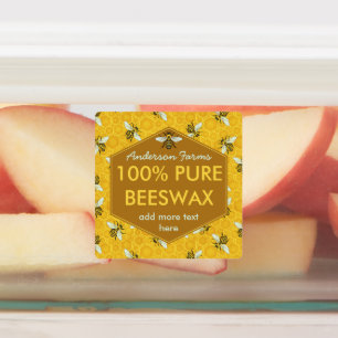 Étiquettes Honey Jar Bees Pure Beeswax Apied Farm Business