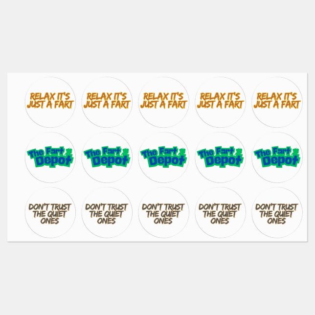 Étiquettes Humour de pet drôle (Feuille)