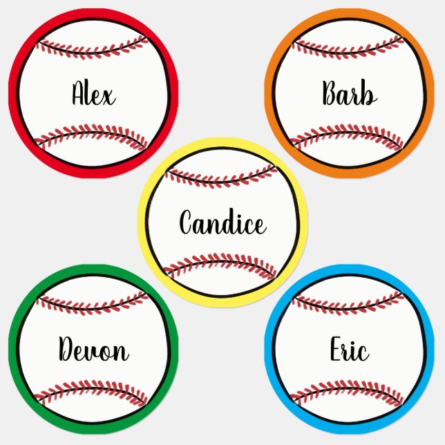 Étiquettes Illustration de baseball de texte personnalisé Scr (Groupe)