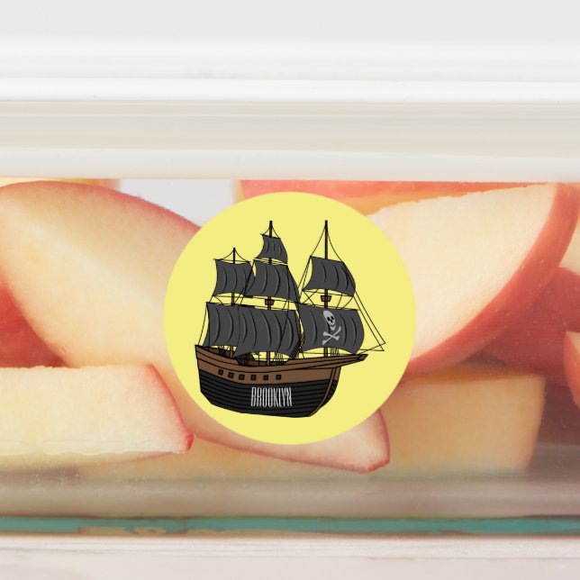 Étiquettes Illustration de bateau pirate (Apposé)