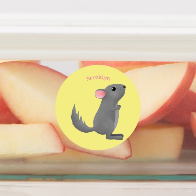 Étiquettes Illustration de chinchilla gris mignon (Apposé)