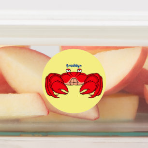 Étiquettes Illustration de crabe rouge mignon en style cartoo