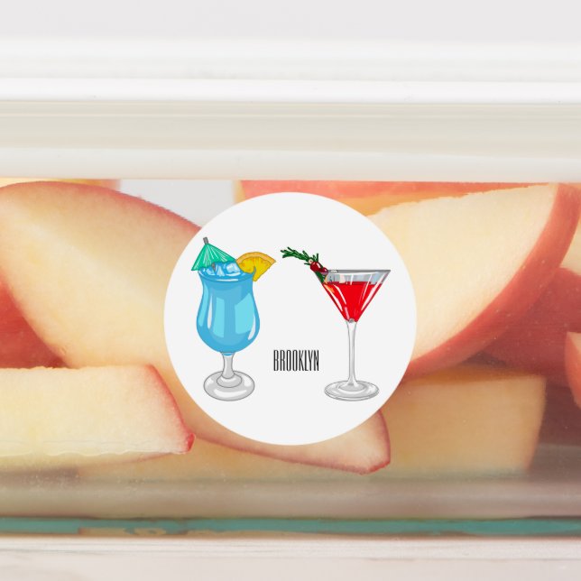 Étiquettes Illustration de dessin animé de cocktail  (Apposé)