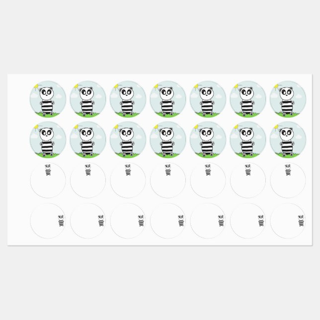 Étiquettes Illustration de Panda Mignon (Feuille)
