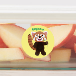 Étiquettes Illustration de panda rouge mignon