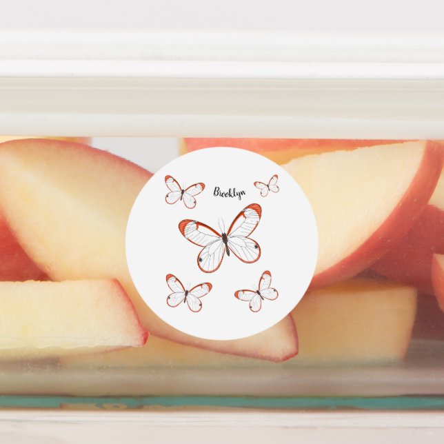 Étiquettes Illustration de papillon en verre (Apposé)