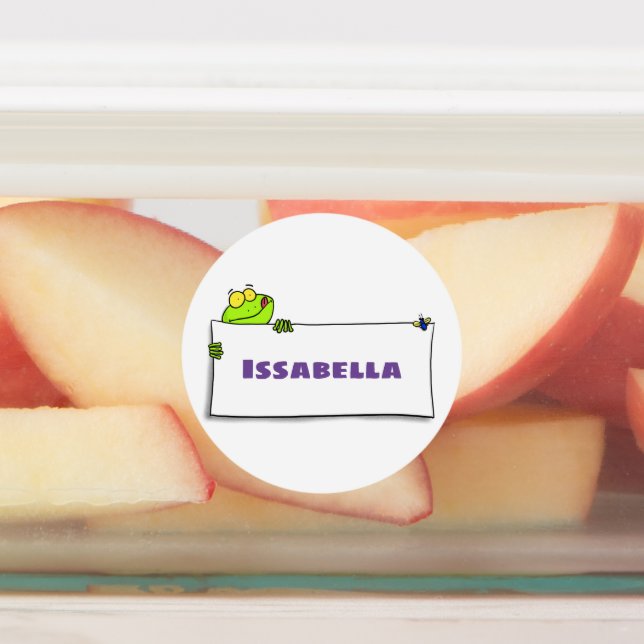 Étiquettes Illustration du panneau de grenouille verte mignon (Apposé)