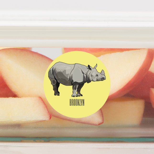 Étiquettes Illustration du rhinocéros de Javan (Apposé)