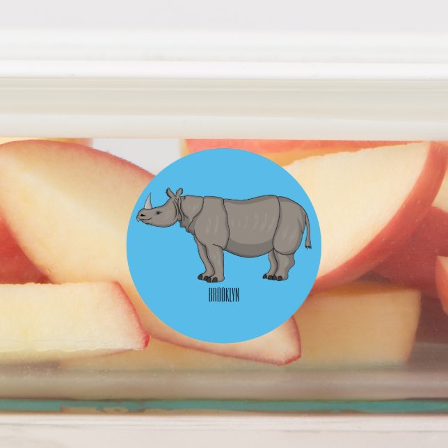 Étiquettes Illustration du rhinocéros de Javan (Apposé)