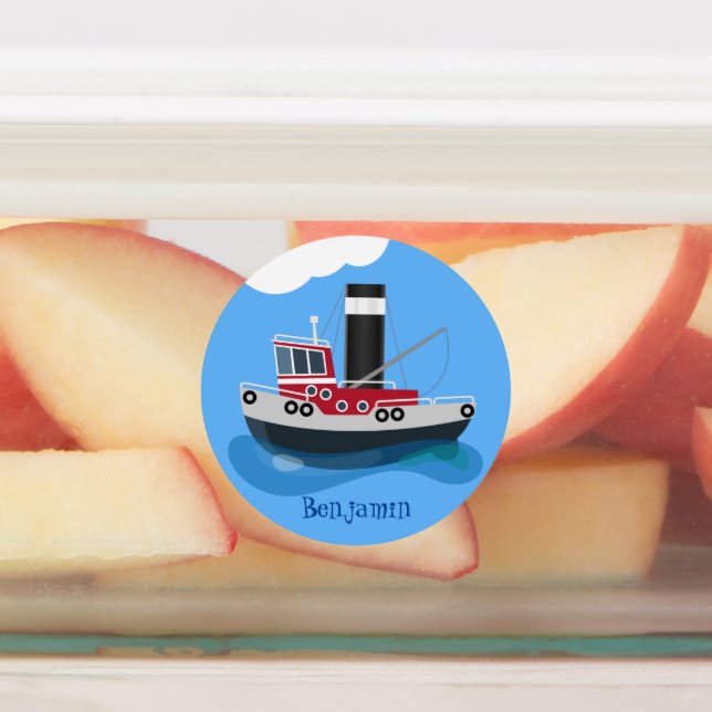 Étiquettes Illustration d'un bateau à chalutier mignon (Apposé)