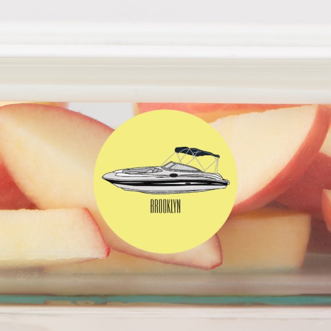 Étiquettes Illustration d'un bateau à moteur (Apposé)