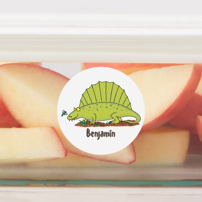 Étiquettes Illustration d'un dimétrodon vert mignon (Apposé)