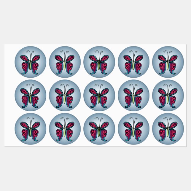 Étiquettes Illustration Papillon Colorée (Feuille)