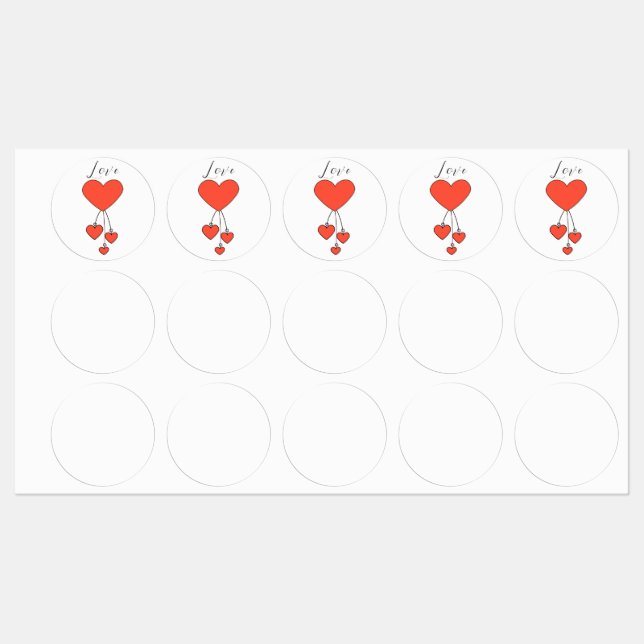 Étiquettes Illustration simple avec coeur écarlate Amour (Feuille)