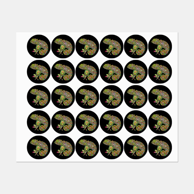 Étiquettes Imaginaire psychédélique de Chameleon (Feuille)