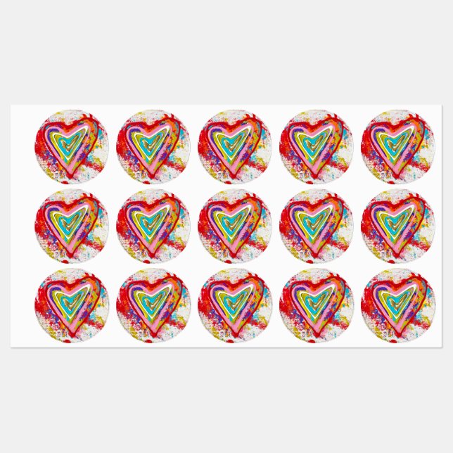 Étiquettes imperméables Red Hearts (Feuille)