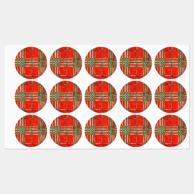 ÉTIQUETTES IMPERMÉABLES TARTAN ROUGE SCOTT (Feuille)
