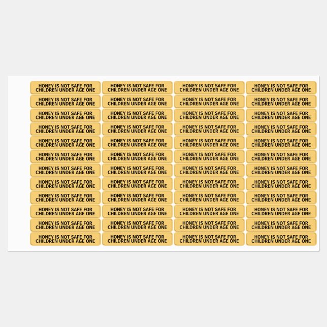 Étiquettes Infant Warning Honey Jar Lid Security Label Yellow (Feuille)