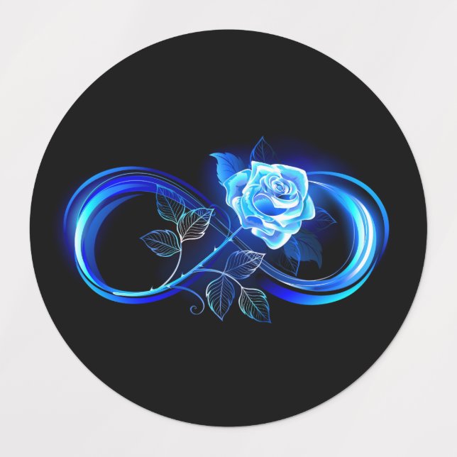 Étiquettes Infini lumineux avec rose bleue (Design 1)