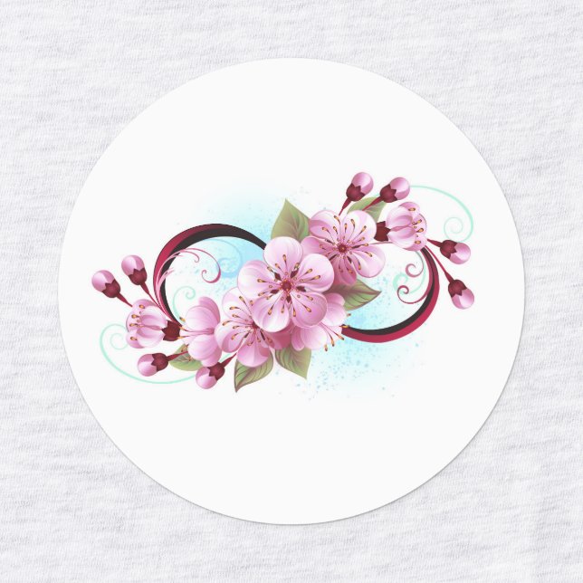 Étiquettes Infinité avec les fleurs Sakura (Design 3)