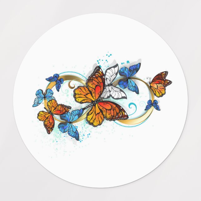 Étiquettes Infinité de papillons monarques (Design 1)