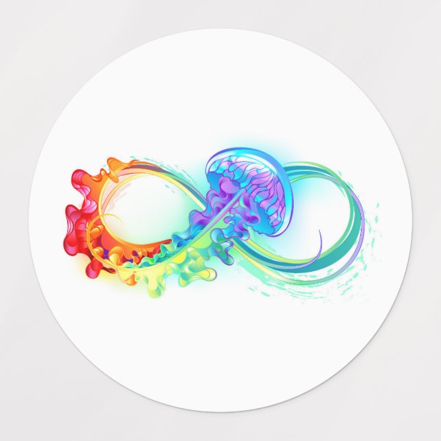 Étiquettes Infinity avec Rainbow Jellyfish (Design 1)