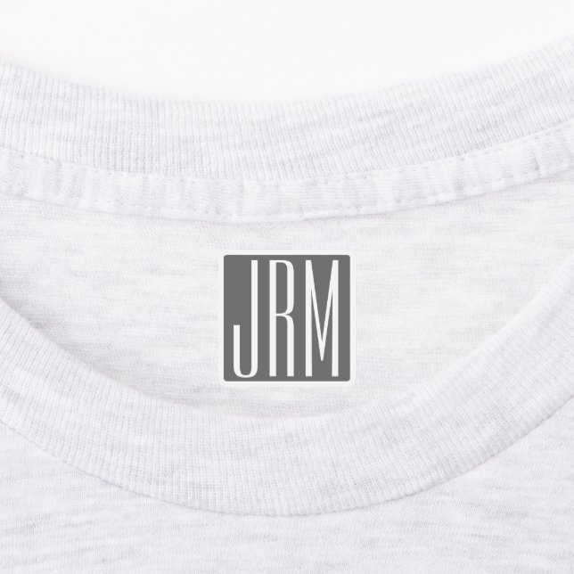 Étiquettes Initiales Monogramme | Blanc Sur Gris (Apposé)