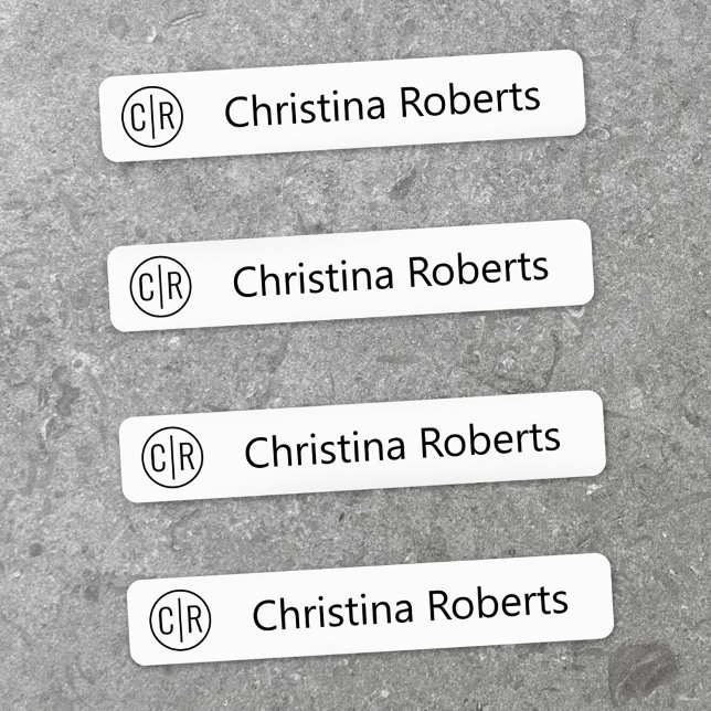 Étiquettes Initiales monogrammes et vêtements en tissu textue (Monogram initials and text fabric clothing labels)