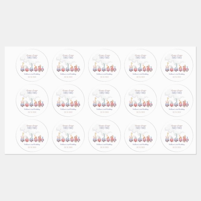 Étiquettes Invitation d'anniversaire Toy Train Montez à bord, (Feuille)