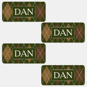 Étiquettes Jacquard Knit Camo Vert / Brown - Initiales ou nom