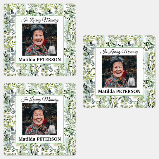 Étiquettes Jardin vert Feuille Funérailles Adhésif/étanche (Groupe)