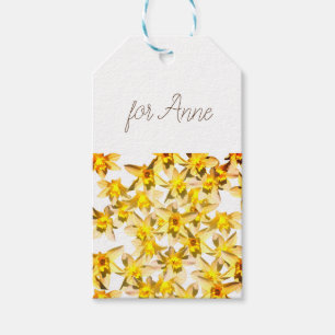 Étiquettes jaunes de cadeau de jonquilles