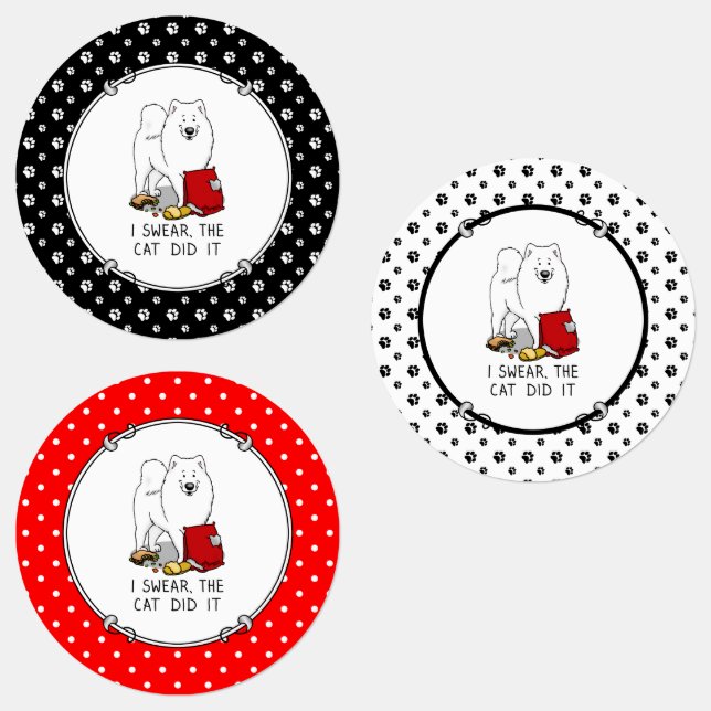 Étiquettes Je jure que le chat l'a fait Samoyed Chien Messy D (Groupe)